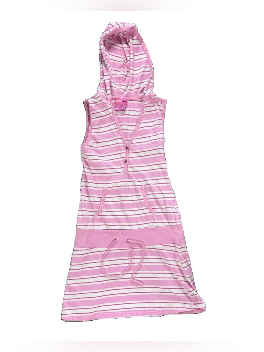 Vintage Y2K Just A Girl Hooded Dress Cover Up Girl's Medium Pink Striped